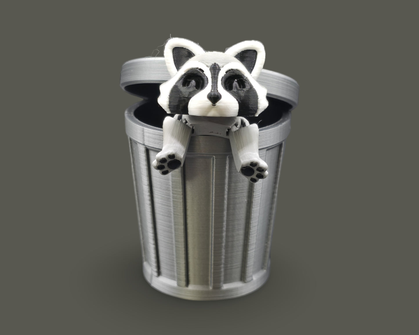 Raccoon w/Trash Can