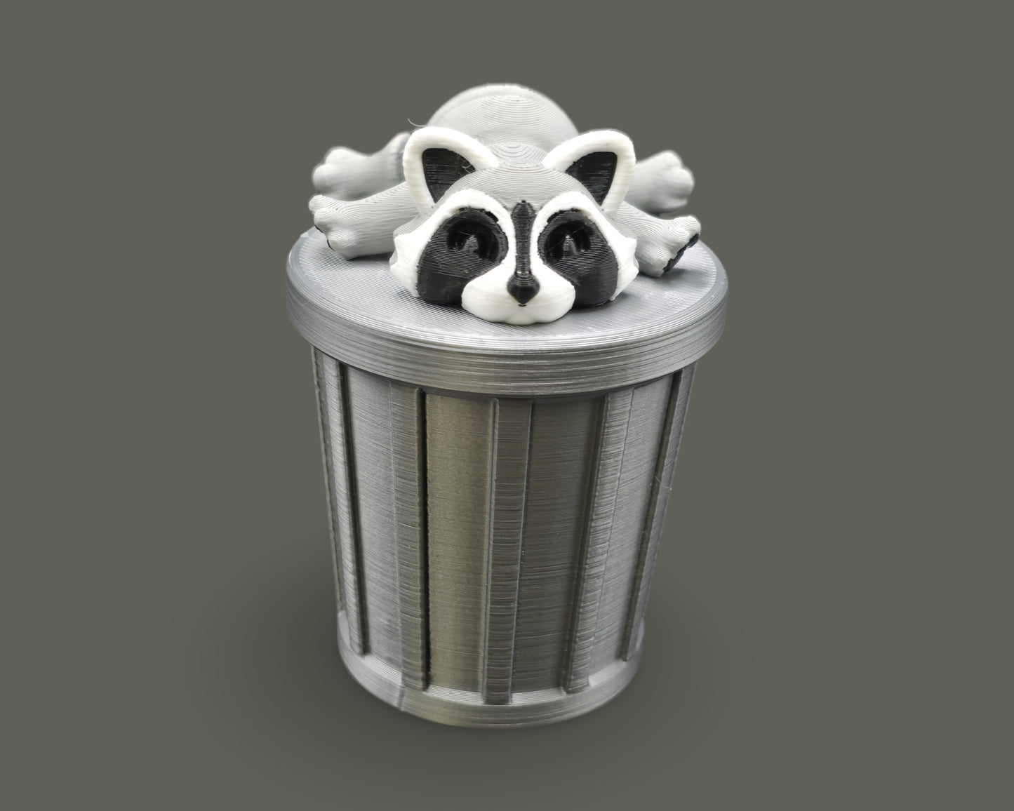 Raccoon w/Trash Can